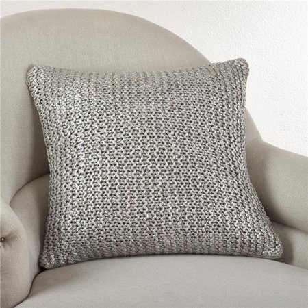 SARO LIFESTYLE SARO 1591.N20S 20 in. Cassandra Square Knitted Design Pillow with Down Filled  Natural 1591.N20S